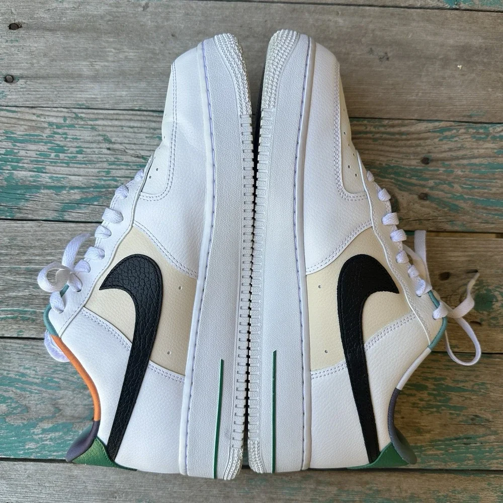 Nike Air Force 1 '07 LV8 EMB Athletic Shoes White Men's 12 Malachite DM0109-100